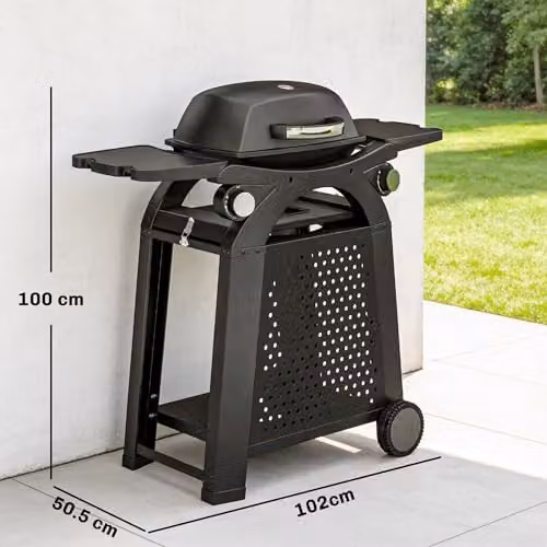Outsunny 2 Burner Gas Grill with Cast Iron Grates and Cart in Black – 7