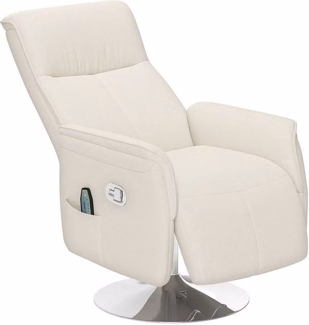 KORVIXA Massage Recliner Chair with Matching Footstool in Beige and White