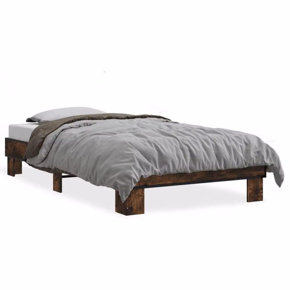 Berkfield Home Durable Smoked Oak Bed Frame in Brown, W/D/H: 100 x 200 x 103 cm – 3