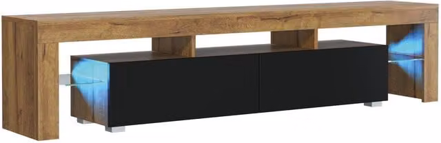 Mex Furniture LTD Modern Matt Finish TV Unit with LED Lighting in Brown, W: 200 cm, H: 45 cm, D: 35 cm – 1