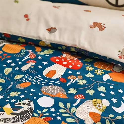 Catherine Lansfield Fox and Woodland Friends Reversible Double Duvet Cover and Pillowcase Set, Green and Multicolour, Duvet Cover: 200 x 200 cm, Pillowcases: 50 x 75 cm – 3