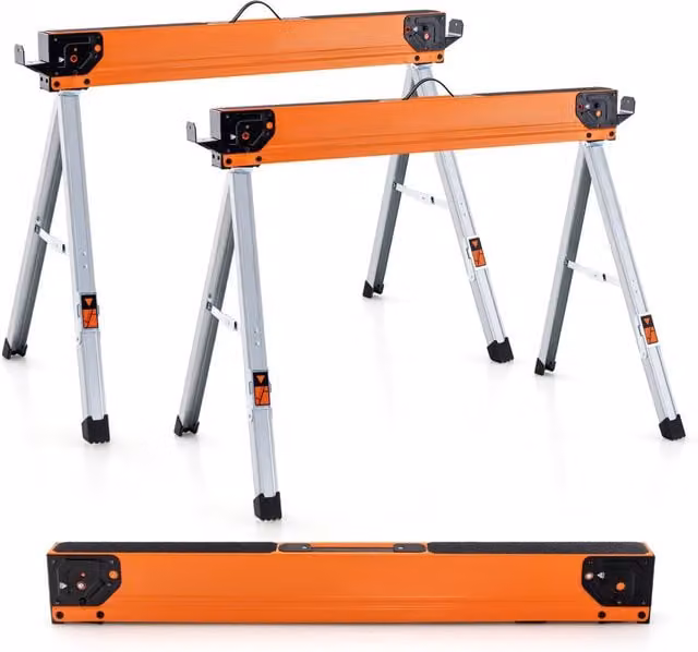 Costway 2 Pack Portable Saw Horses in Orange