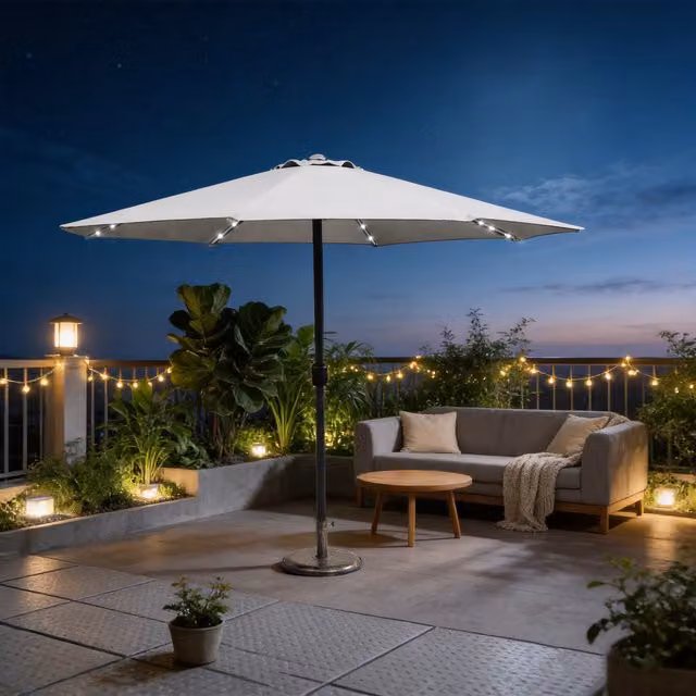Abrihome Beige Patio Umbrella with Double Vent and Crank Handle, Diameter: 250 cm