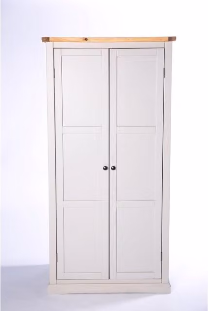 Cabinet Bits Loreo 2 Door Grey Waxed Pine Wardrobe with Integrated Drawers