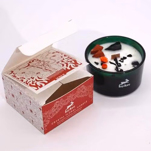 Ancient Wisdom Hop Hare Magic Candle with Flowers and Gems - The Devil - Red and Black - W: 5 cm, H: 9 cm, D: 9 cm – 2