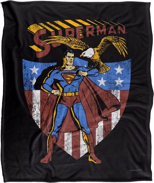 Warner Brothers Superman Officially Licensed Silky Touch Super Soft Fluffy Throw Blanket, White, W: 152 cm, D: 127 cm