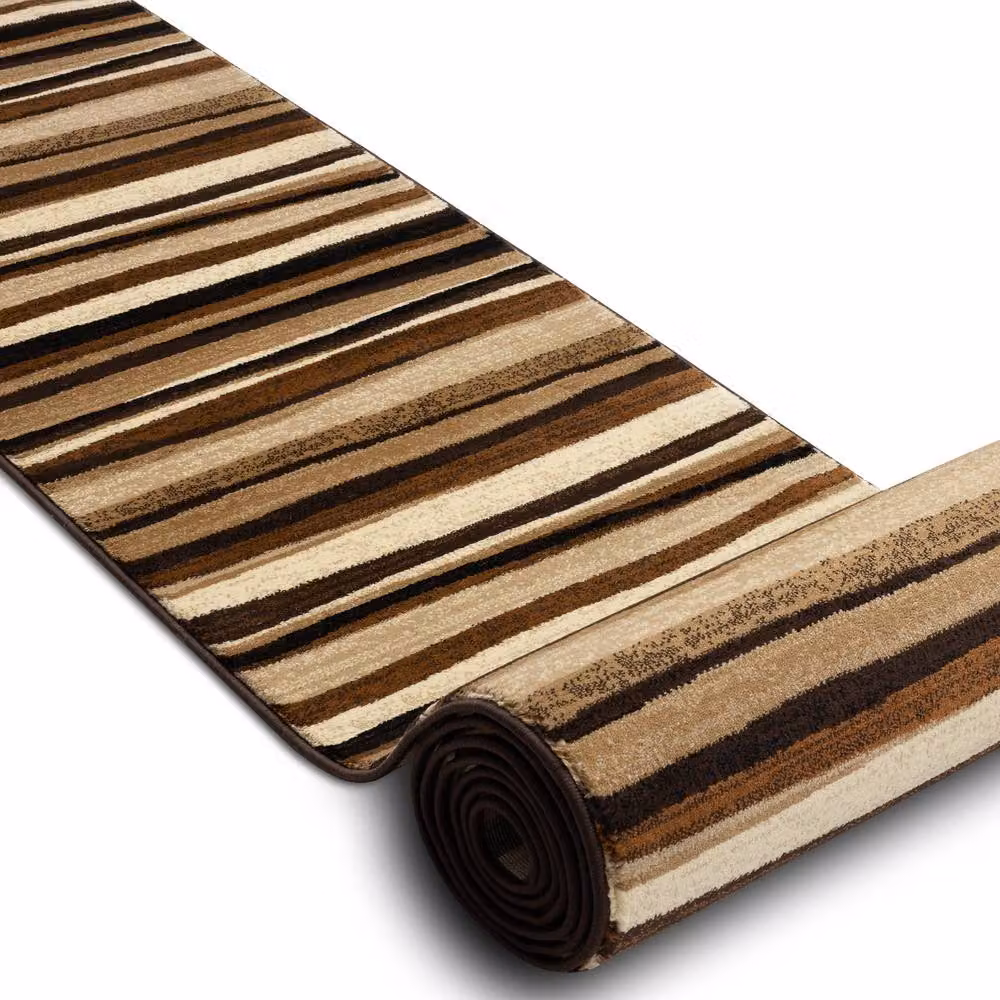 RugsX Royal 5374 Striped Runner in Beige, W: 70 cm, L: 390 cm – 2