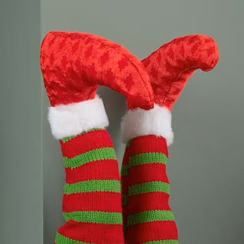 Samuel Alexander Animated Kicking Legs Christmas Elf Decoration, Red and Green, Height: 55 cm – 2