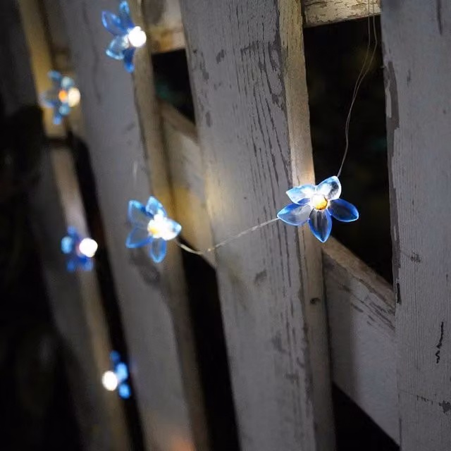 Voltico 30 Solar LED Lily Flower String Lights in Blue