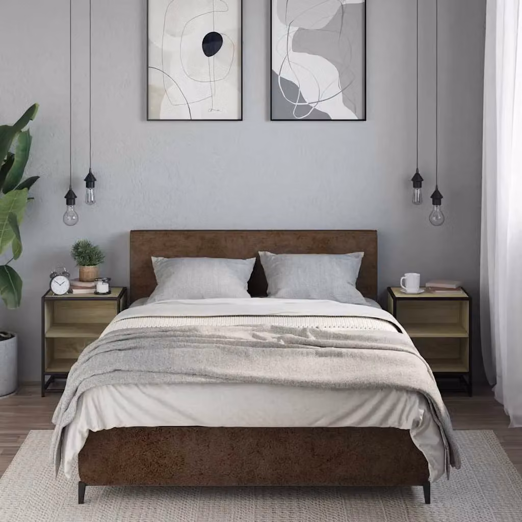 Berkfield Home Set of 2 Bedside Cabinets in Sonoma Oak and Brown, W/D/H: 40 x 31 x 50 cm – 3