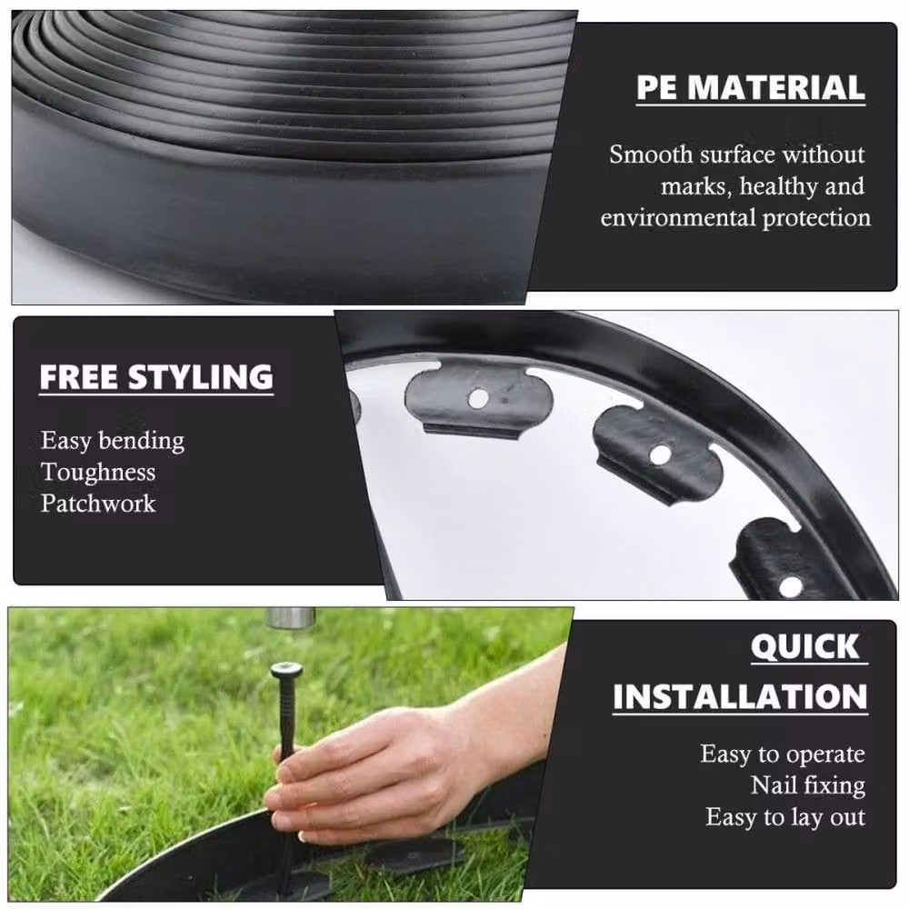 NESTLUNE L-Shape Flexible Garden Lawn Edging, Black, 10 m – 3