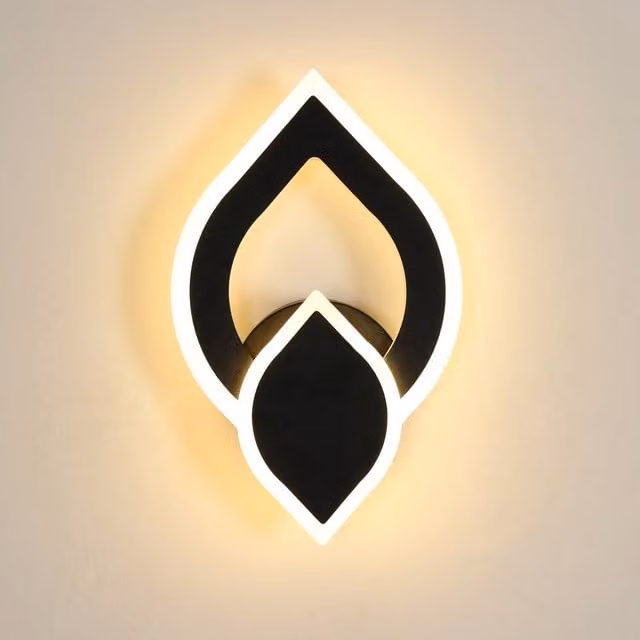 Pheashine Sleek Modern LED Wall Light, 16W, Warm White 3000K, Black