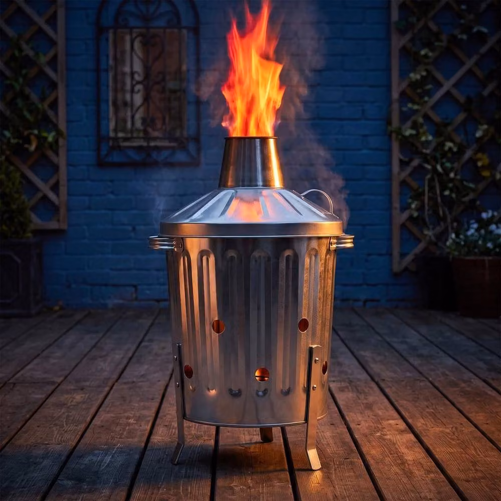 SPETLEK 15L Mini Garden Incinerator in Silver Galvanised Steel – 5