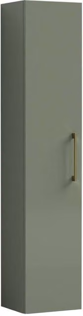 Balterley Bramshall Modern Wall Mounted Tall Storage Unit with Soft Close Hinged Doors, Satin Green, W: 30 cm