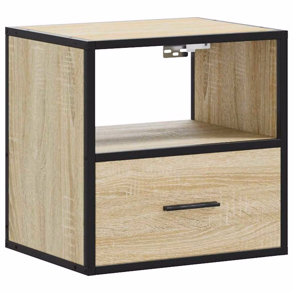 Berkfield Home Set of 2 Wall-mounted Bedside Cabinets in Sonoma Oak Brown, W: 40 cm, D: 31 cm, H: 39.5 cm – 5