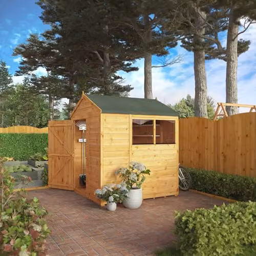 Waltons Premium Shiplap Apex Modular Wooden Garden Storage Shed in Brown with Glass Glazing, W/D/H: 180 x 180 x 223.8 cm – 2