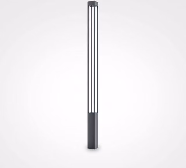 Maytoni Elbe LED Outdoor Bollard Light in Grey, IP65, 3000K Warm White, Height: 200 cm – 1