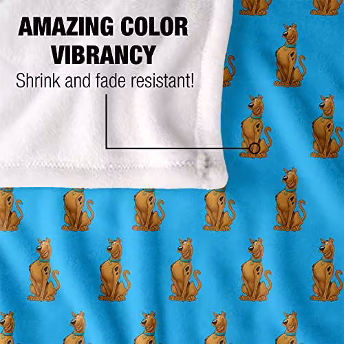 LOGOVISION Scooby Doo Character Pattern Super Soft Fleece Throw Blanket, Multicolour and White, W: 152 cm, D: 127 cm – 3