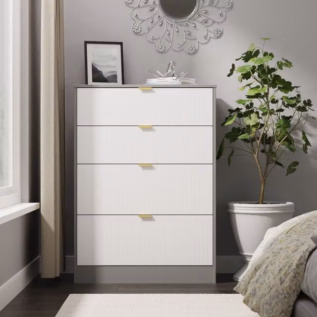 Ready Assembled 2 U Denver 4 Drawer Deep Chest in Mid Grey – 1