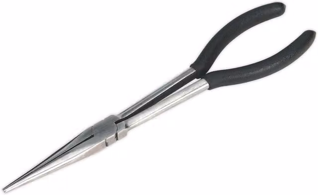 Loops Straight Needle Nose Pliers in Silver, Drop Forged Steel with Foam Grip Handles, 275 mm