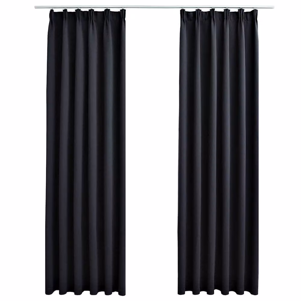 Berkfield Home Elegant Blackout Curtains with Hooks, 2 Pack, Black, W: 140 cm, H: 245 cm – 3