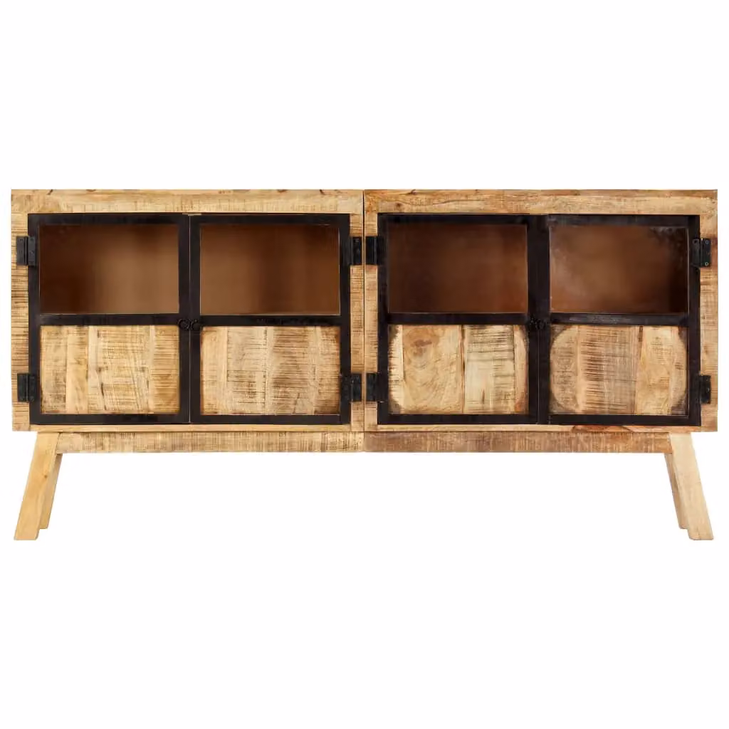 Berkfield Home Industrial Sideboard in Brown and Black Solid Rough Mango Wood W/D/H: 160 x 30 x 80 cm – 2