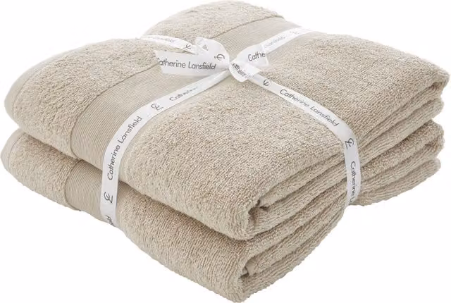 Catherine Lansfield Cotton Terry Bath Sheet Towels, Beige, Pack of 2 – 1