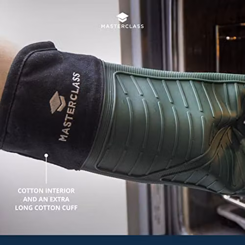 MasterClass Silicone Non-Slip Oven Glove, Black and Green – 5