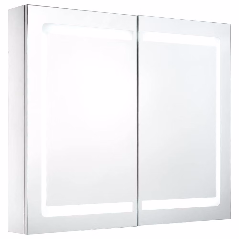 Berkfield Home LED Bathroom Mirror Cabinet in White, W/D/H: 80 x 12.2 x 68 cm – 2