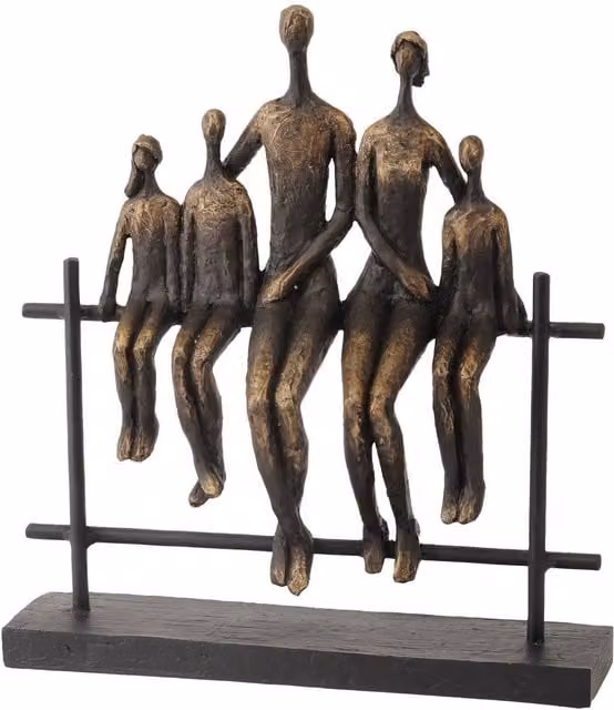 Libra Interiors Duxford Bench Family Of Five Abstract Sculpture in Bronze and Brown – 1
