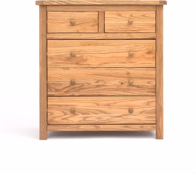 Cabinet Bits Trivento 5 Drawer Chest of Drawers in Brown Wood with Knobs