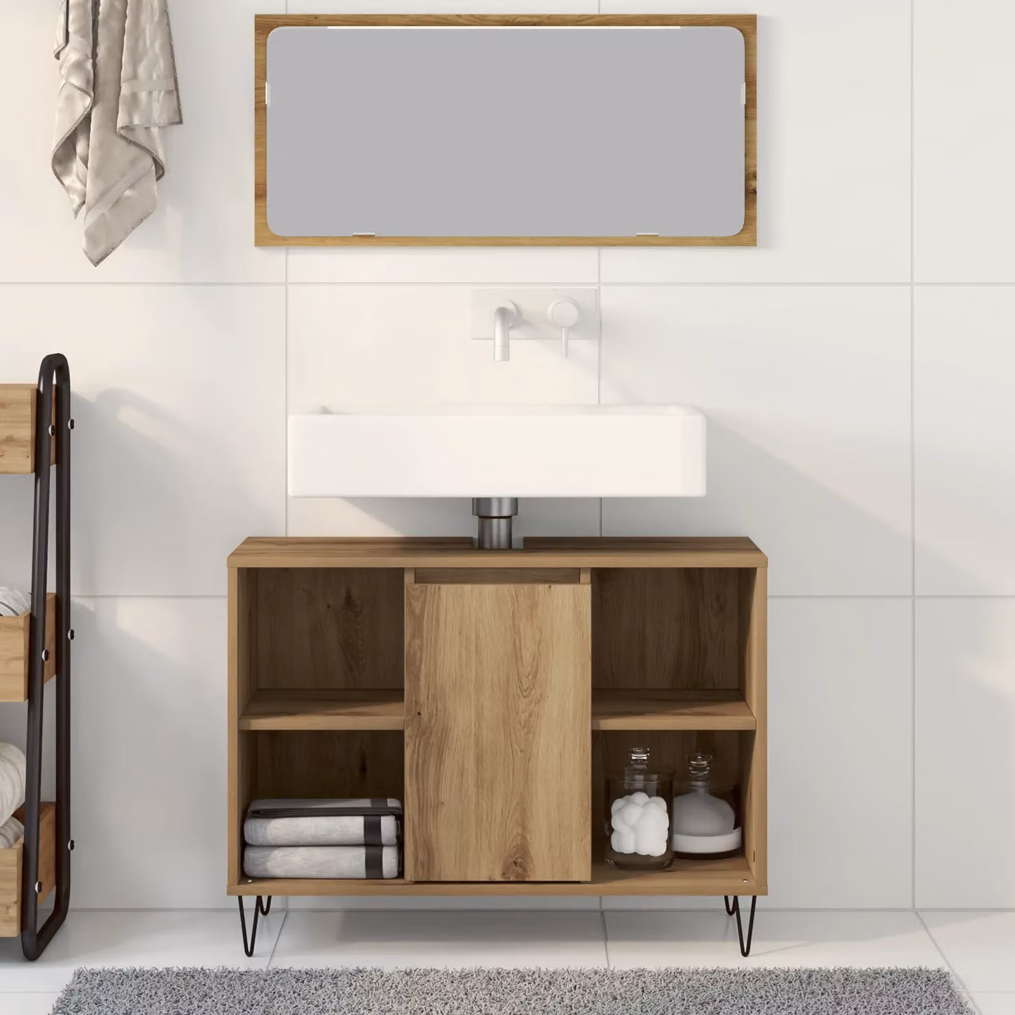 Berkfield Home Artisan Oak Bathroom Vanity Unit in Brown – 3