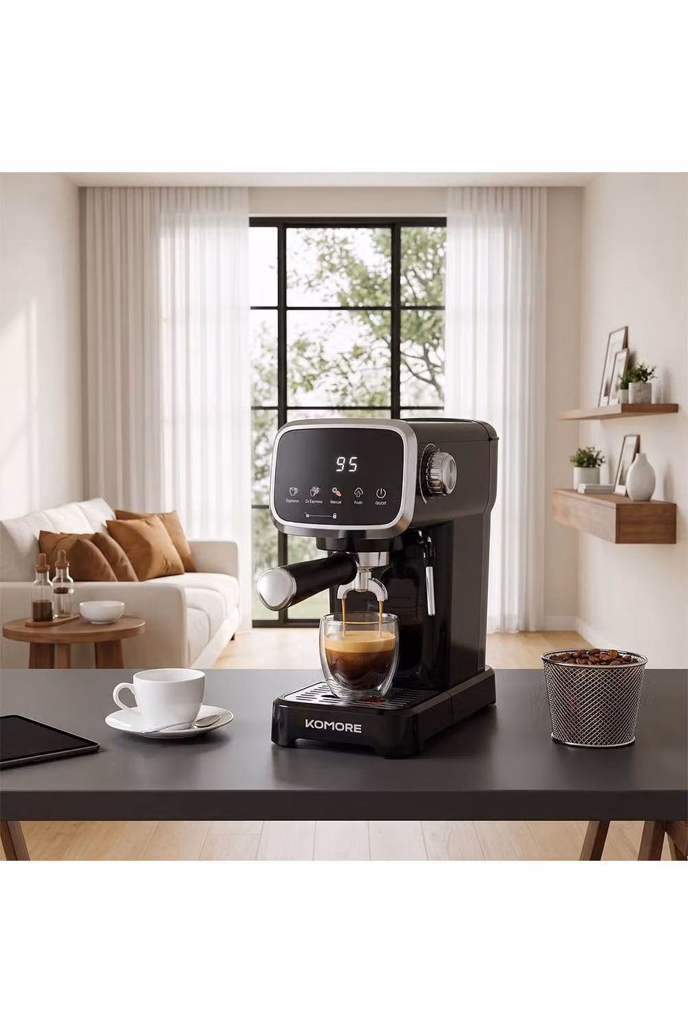 Living and Home Espresso Machine with Milk Frother and Touch Display in Black and Transparent – 2