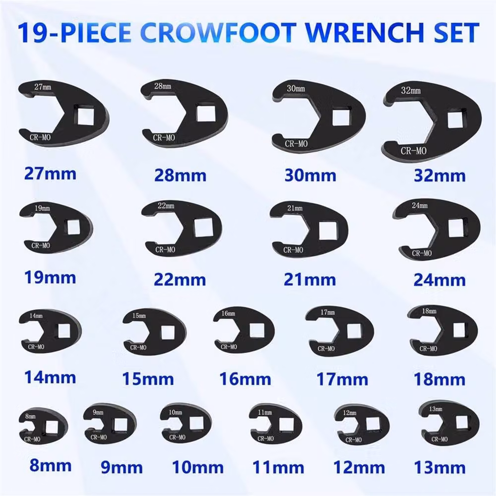 Nordara 19-Piece Metric Crowfoot and Flare Nut Wrench Set in Black Steel – 2