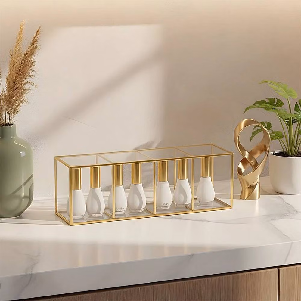 PAWNORA Gold Makeup Storage Rack and Skincare Perfume Organiser, W: 26 cm, D: 7 cm, H: 9 cm – 2