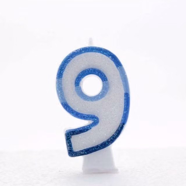 KDMD Blue Number 9 Wax Birthday Candles, Pack of 20