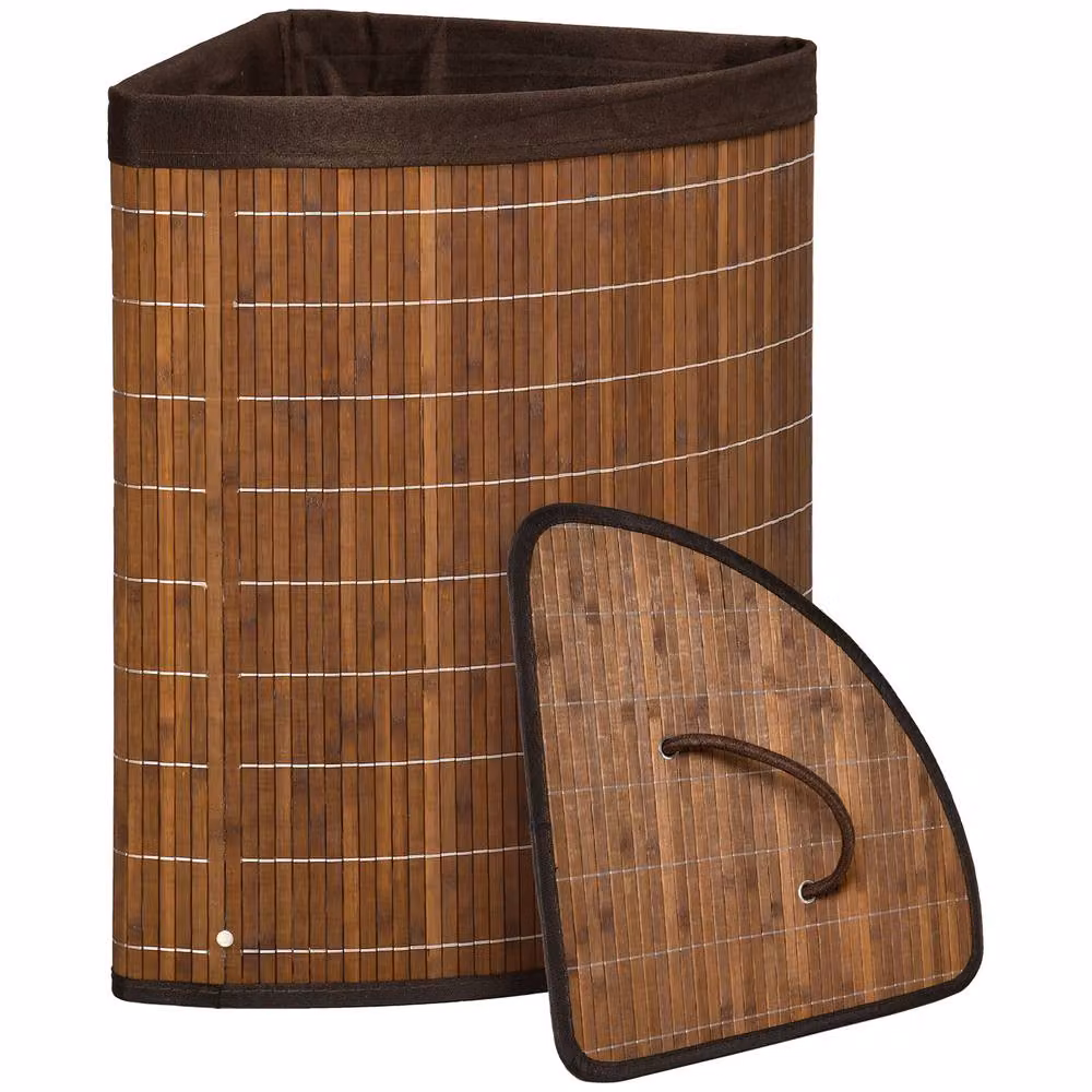 STILVORA 55 L Bamboo Laundry Basket with Lid and Handles, Brown – 3