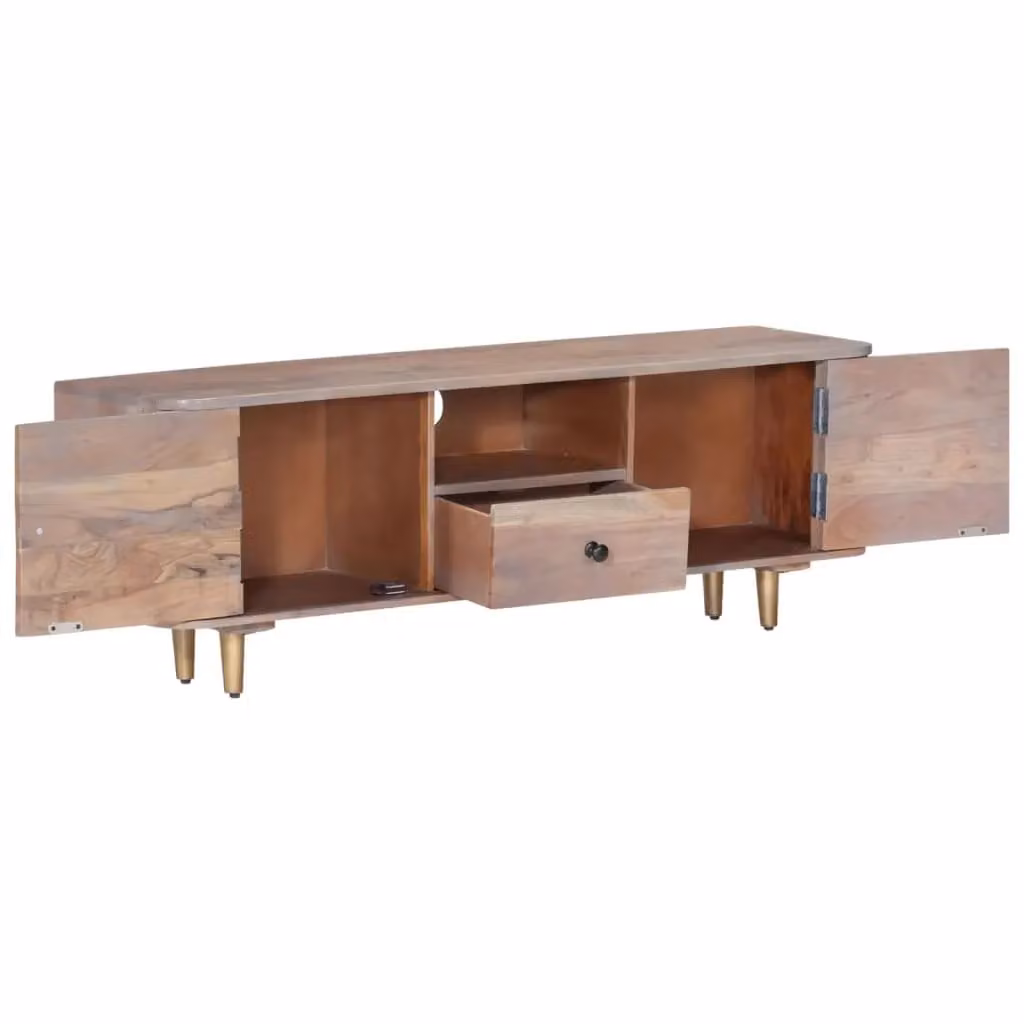 Berkfield Home Industrial TV Cabinet in Brown Solid Acacia Wood, W/D/H: 118 x 30 x 40 cm