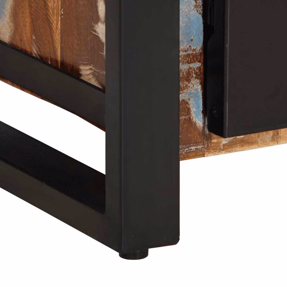 Berkfield Home Multicolour Industrial Sideboard in Reclaimed Solid Wood and Metal, W/D/H: 55 x 35 x 70 cm – 6