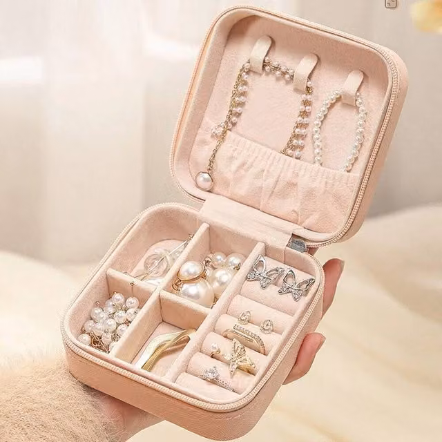 KORVIXA Pink Foldable Fabric Travel Jewellery Box, W: 50 cm