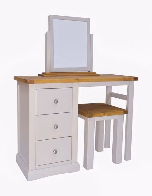 Cabinet Bits Loreo 3 Drawer Dressing Table Set in Grey Waxed Pine