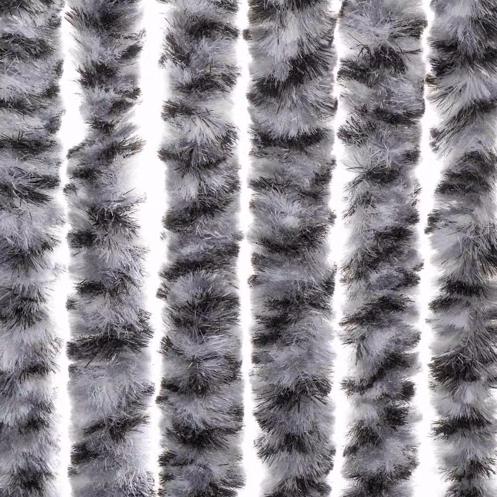 Berkfield Home Striped Chenille Thermal Insulating Fly Curtain in Grey, Black and White, W/H: 90 x 200 cm – 6