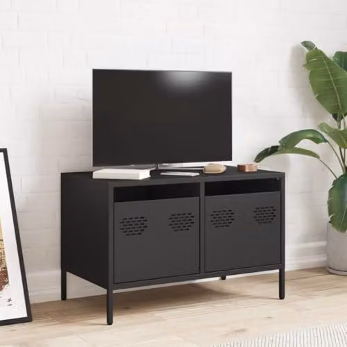 vidaXL Industrial Black Metal TV Cabinet W: 68 cm, D: 39 cm, H: 43.5 cm – 2