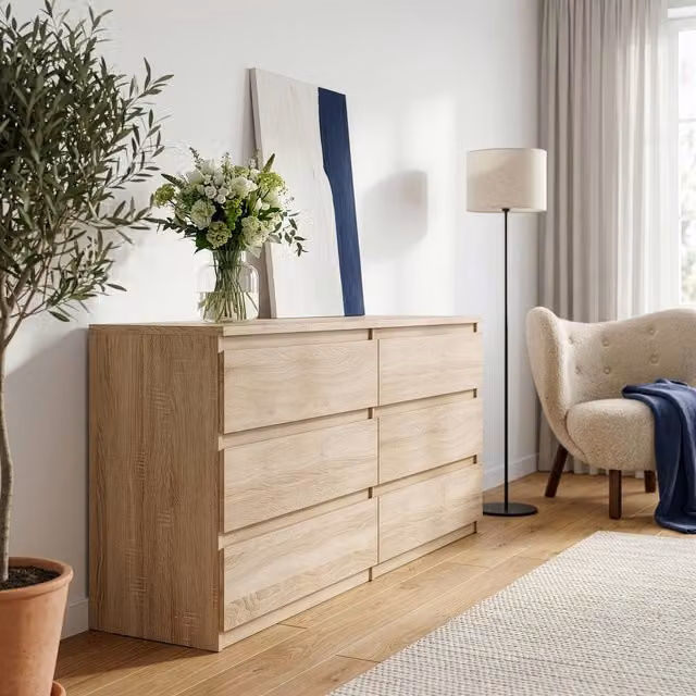Furniture To Go Edmore 6 Drawer Wide Chest in Sonoma Oak
