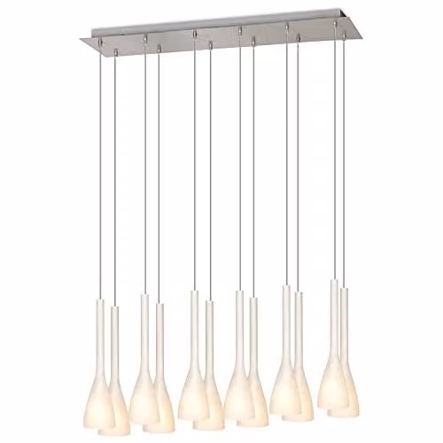 Netlighting Vase Straight Bar Pendant Ceiling Light in Stainless Steel and White