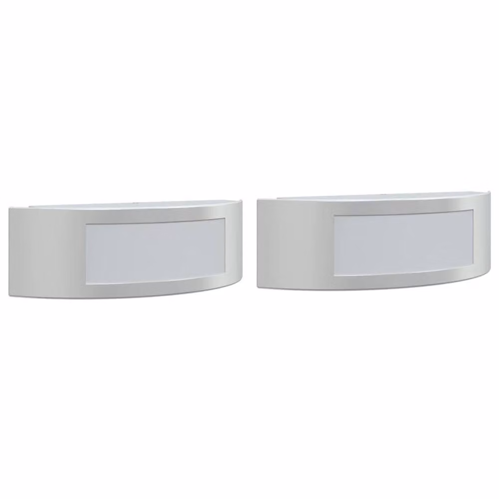 Berkfield Home Set of 2 Modern Silver Stainless Steel Outdoor Wall Lights for Garden and Patio – 2