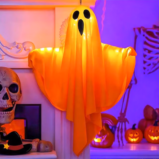 Lovii Halloween Hanging Scream Ghost LED Decor in Orange