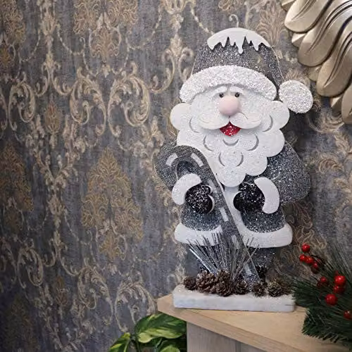 Shatchi Glitter Foam Santa Christmas Tabletop Figure Decoration, Height: 72 cm, White – 2
