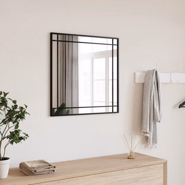 Berkfield Home Minimalist Square Wall Mirror in Black, W/H: 50 x 50 cm