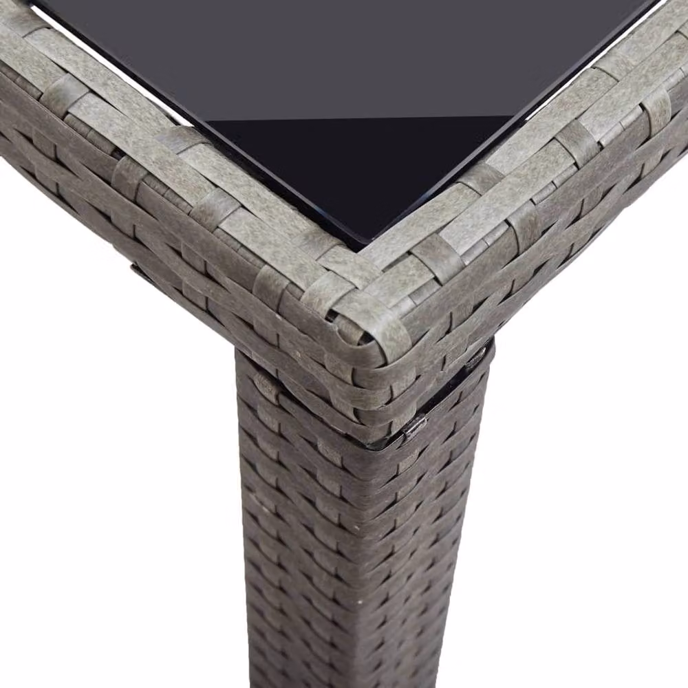 Berkfield Home Garden Anthracite Poly Rattan Garden Table with Glass Top, W/D/H: 123 x 60 x 74 cm – 2
